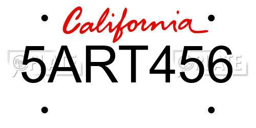 5ART456 California License Plate