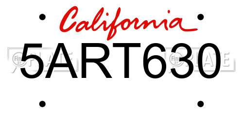 5ART630 California License Plate