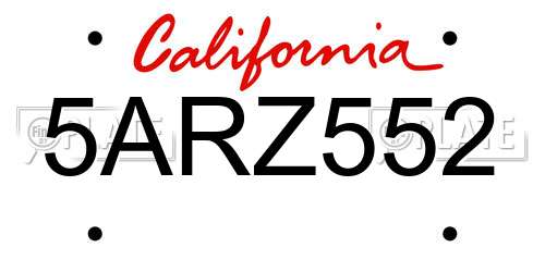 5ARZ552 California License Plate