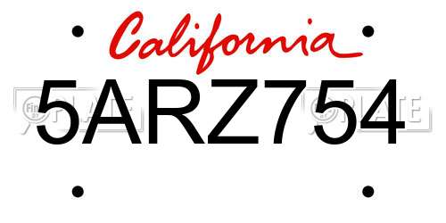 5ARZ754 California License Plate