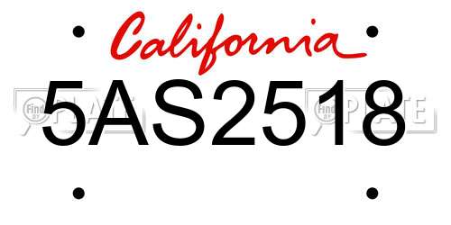 5AS2518 California License Plate