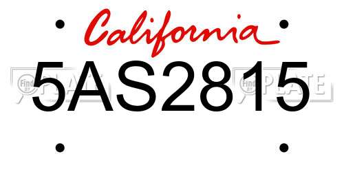 5AS2815 California License Plate