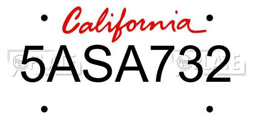 5ASA732 California License Plate