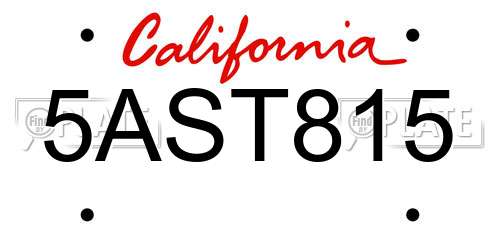 5AST815 California License Plate