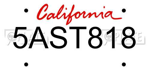 5AST818 California License Plate