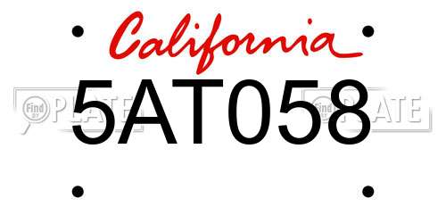 5AT058 California License Plate