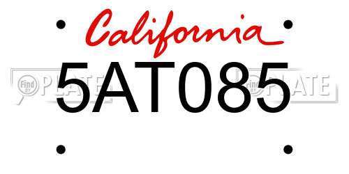 5AT085 California License Plate
