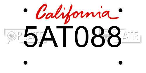 5AT088 California License Plate