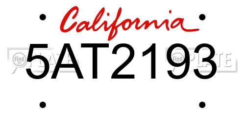 5AT2193 California License Plate
