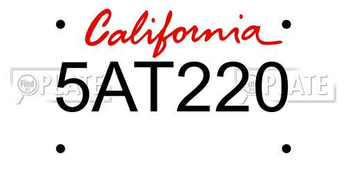5AT220 California License Plate