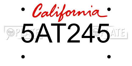 5AT245 California License Plate