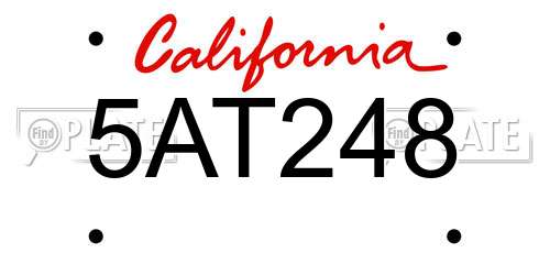 5AT248 California License Plate