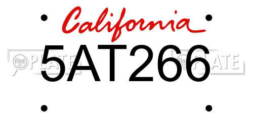 5AT266 California License Plate