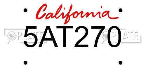 5AT270 California License Plate