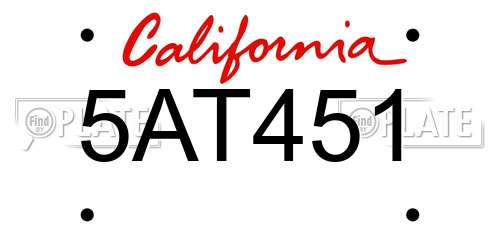 5AT451 California License Plate