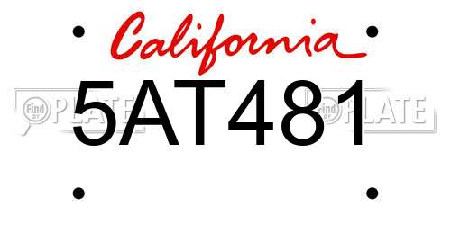 5AT481 California License Plate
