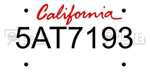 5AT7193 California License Plate