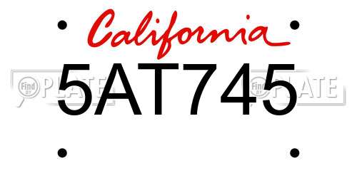 5AT745 California License Plate