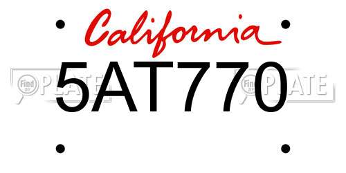 5AT770 California License Plate