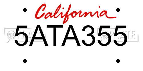 5ATA355 California License Plate