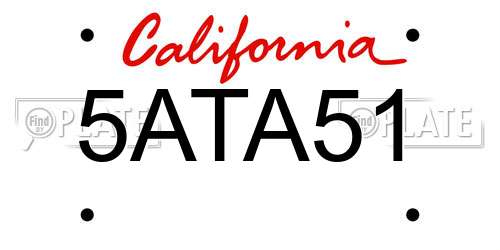5ATA51 California License Plate