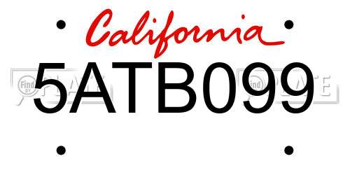 5ATB099 California License Plate