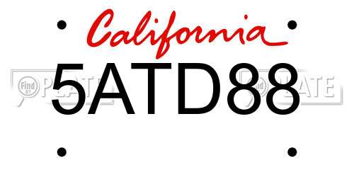 5ATD88 California License Plate