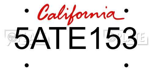 5ATE153 California License Plate