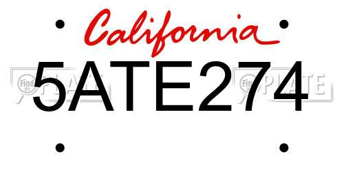 5ATE274 California License Plate