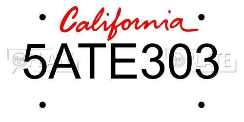 5ATE303 California License Plate