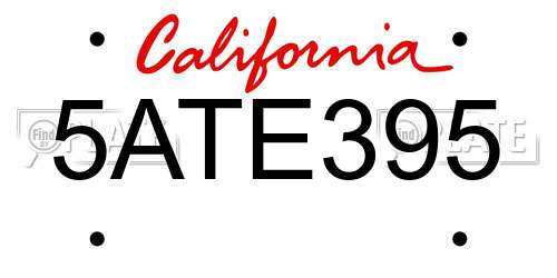 5ATE395 California License Plate