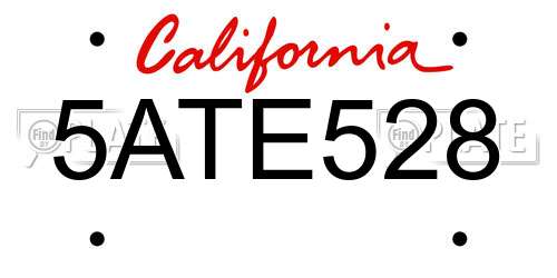 5ATE528 California License Plate
