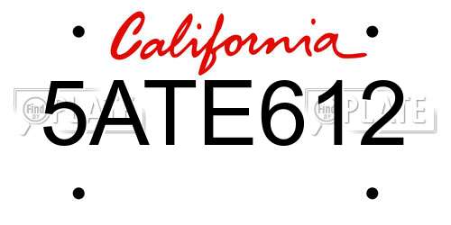 5ATE612 California License Plate