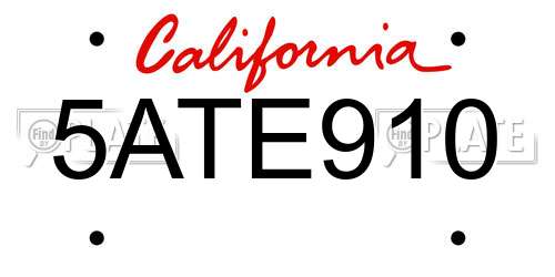 5ATE910 California License Plate