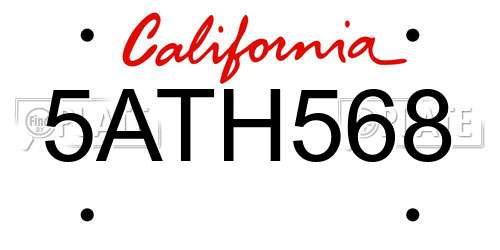 5ATH568 California License Plate