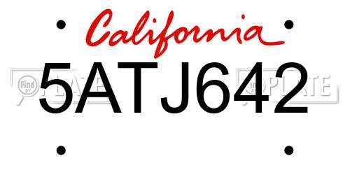 5ATJ642 California License Plate