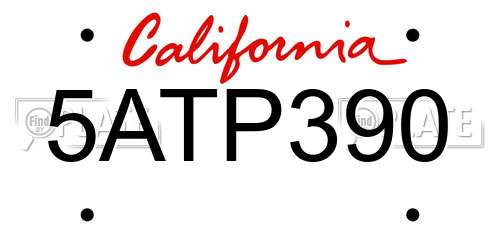 5ATP390 California License Plate