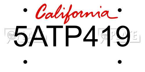 5ATP419 California License Plate
