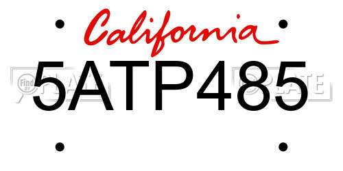 5ATP485 California License Plate