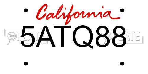 5ATQ88 California License Plate