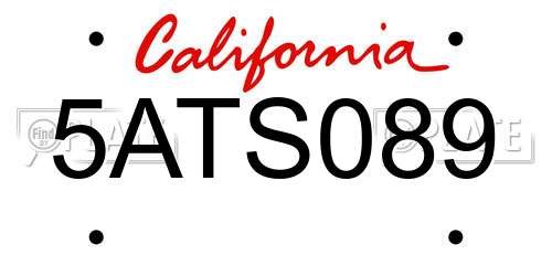 5ATS089 California License Plate