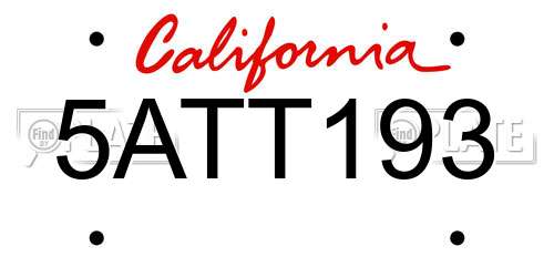 5ATT193 California License Plate