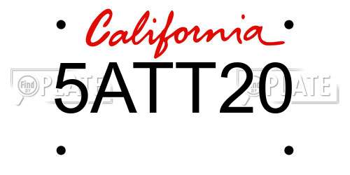 5ATT20 California License Plate