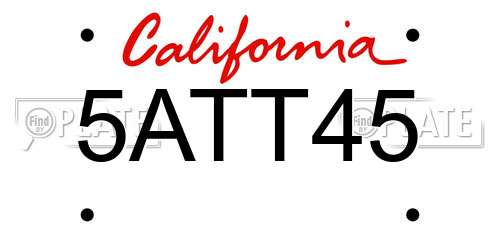 5ATT45 California License Plate
