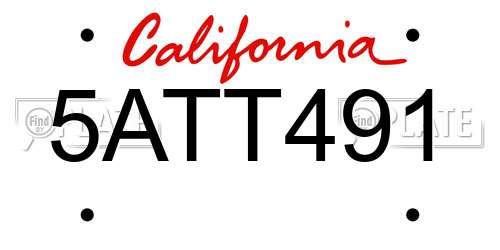5ATT491 California License Plate