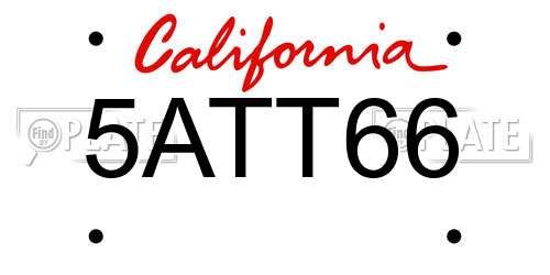 5ATT66 California License Plate