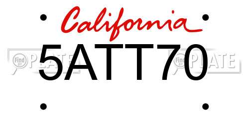 5ATT70 California License Plate