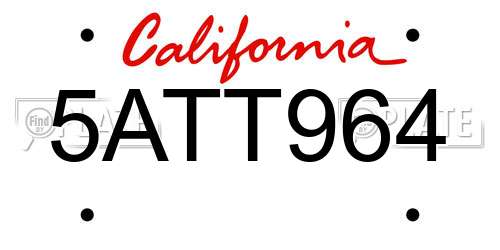 5ATT964 California License Plate