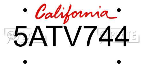 5ATV744 California License Plate