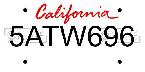 5ATW696 California License Plate